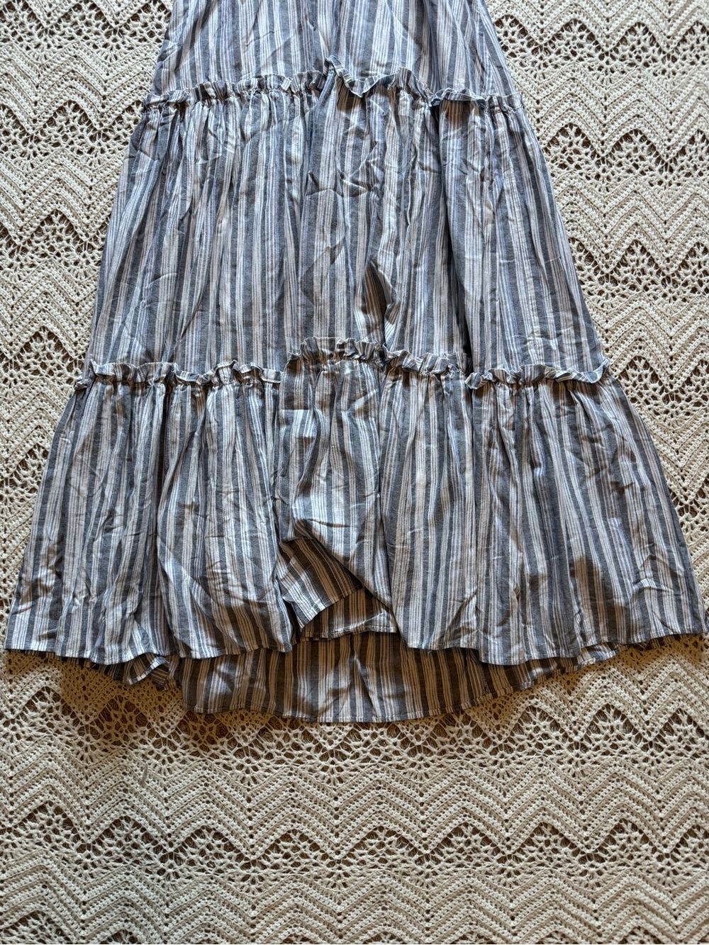 Maxi Beach Boho Dress Lulus Size Large Tiered Stripes Ruffles Flowy Cotton - Picture 4 of 8
